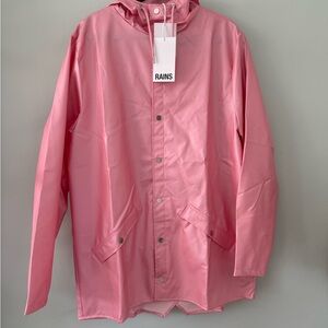 Rains Pink Hooded Waterproof Jacket XL